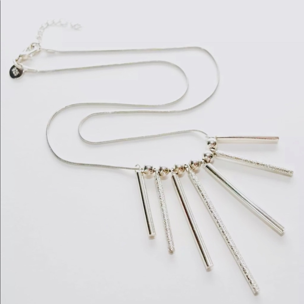 Sterling Bead / Bar Fringe Slide Chain Necklace